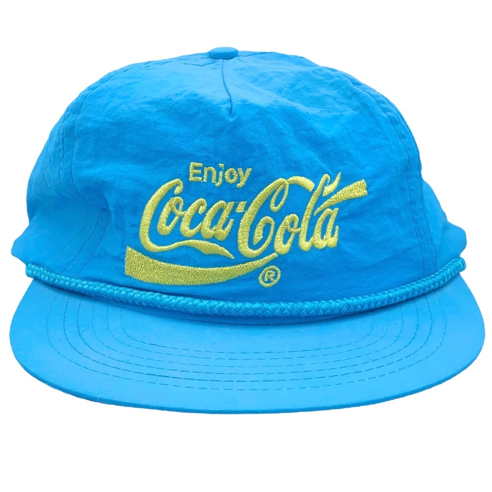 Rare Vintage Coca-Cola Aqua Blue Gold Trucker SnapBack Cap Hat